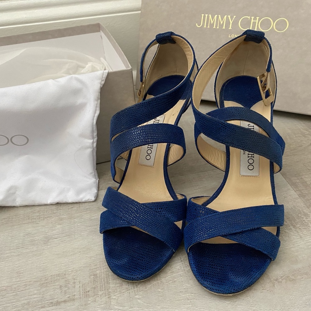 Jimmy Choo Louise Speckled Leather Sandal Sz 36.5
